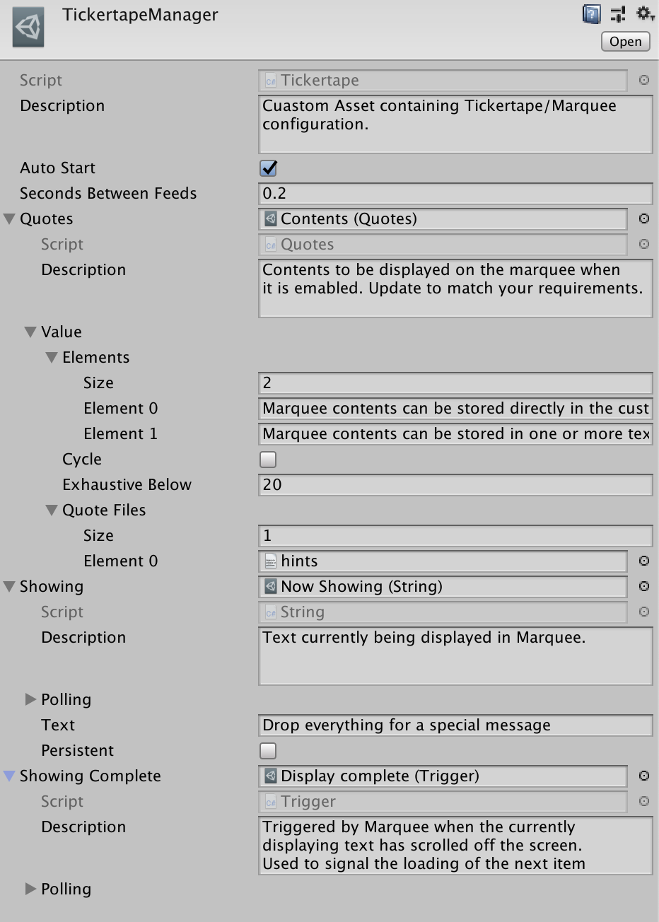 Tickertape Manager Custom Asset